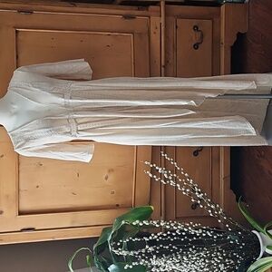 Rue 21 Duster Kimono Maxi Vest Cardigan  Crochet Back & Accents Size Medium